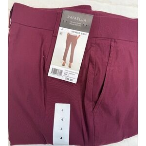 Rafaella Dress Pants Womens 4 Wine Stretch Comfort Ankle Pull On Career Trousers
